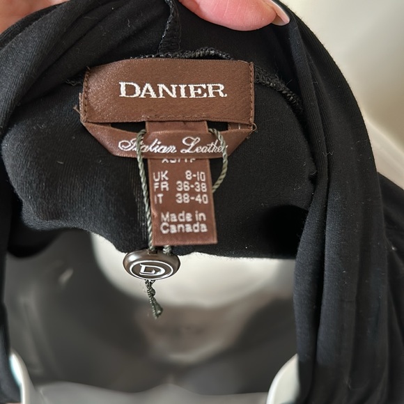 Black Danier cardigan with REAL leather sleeves XS - Picture 4 of 4